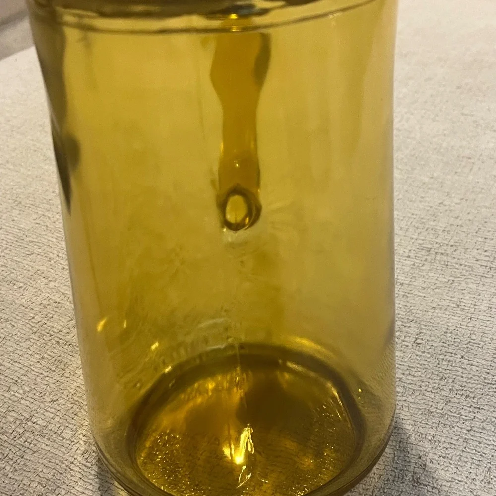 Vintage‎ Amber Glass Pitcher with Ice Lip Mid Century Modern Retro Drinkware